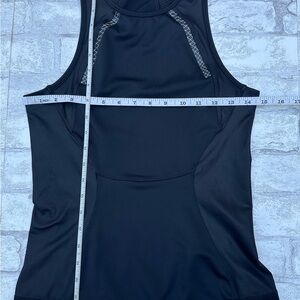 Black Adidas Stella McCartney Athletic Tank Top, rubber letters at the waistline